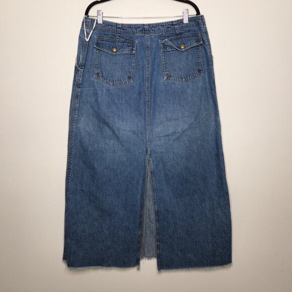 Vintage y2k Denim Maxi Skirt Slit Button Boho Fairy Jones Jeans 16 Western - Picture 4 of 5